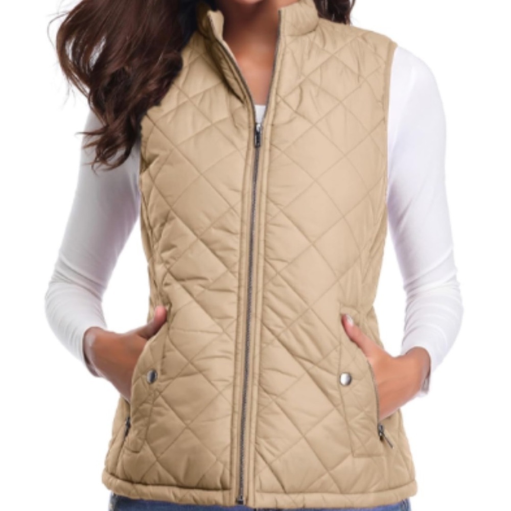 Stylish Quilted Tan Vest for Women